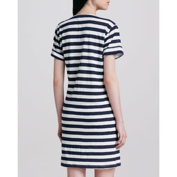 THEORY Soft Linen Shirt Dress Navy & White Striped Small Nautical Karelo - Picture 5 of 16